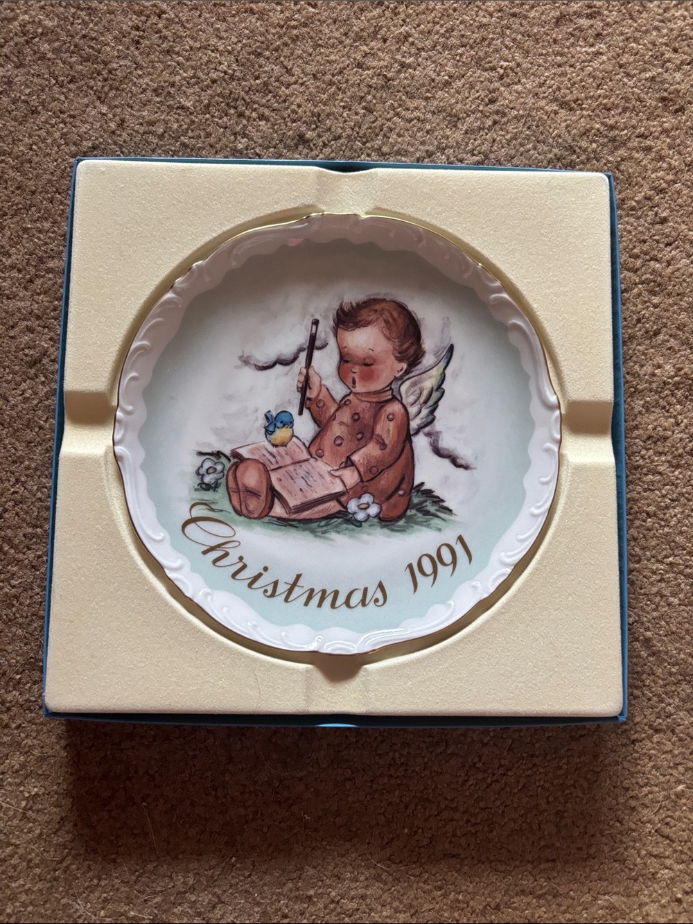 Christmas 1991 Collector Holiday Plate. Inspired by Berta Hummel.  Schmid.